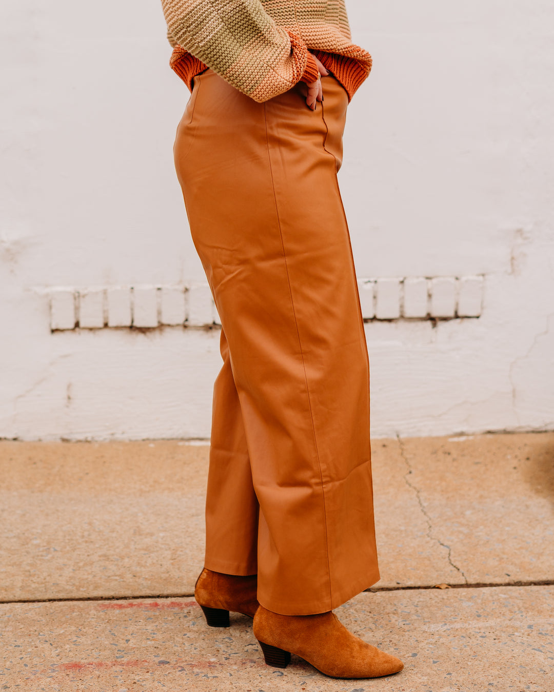 Another Love: Sparkle Leather Jeans in Brown Sugar
