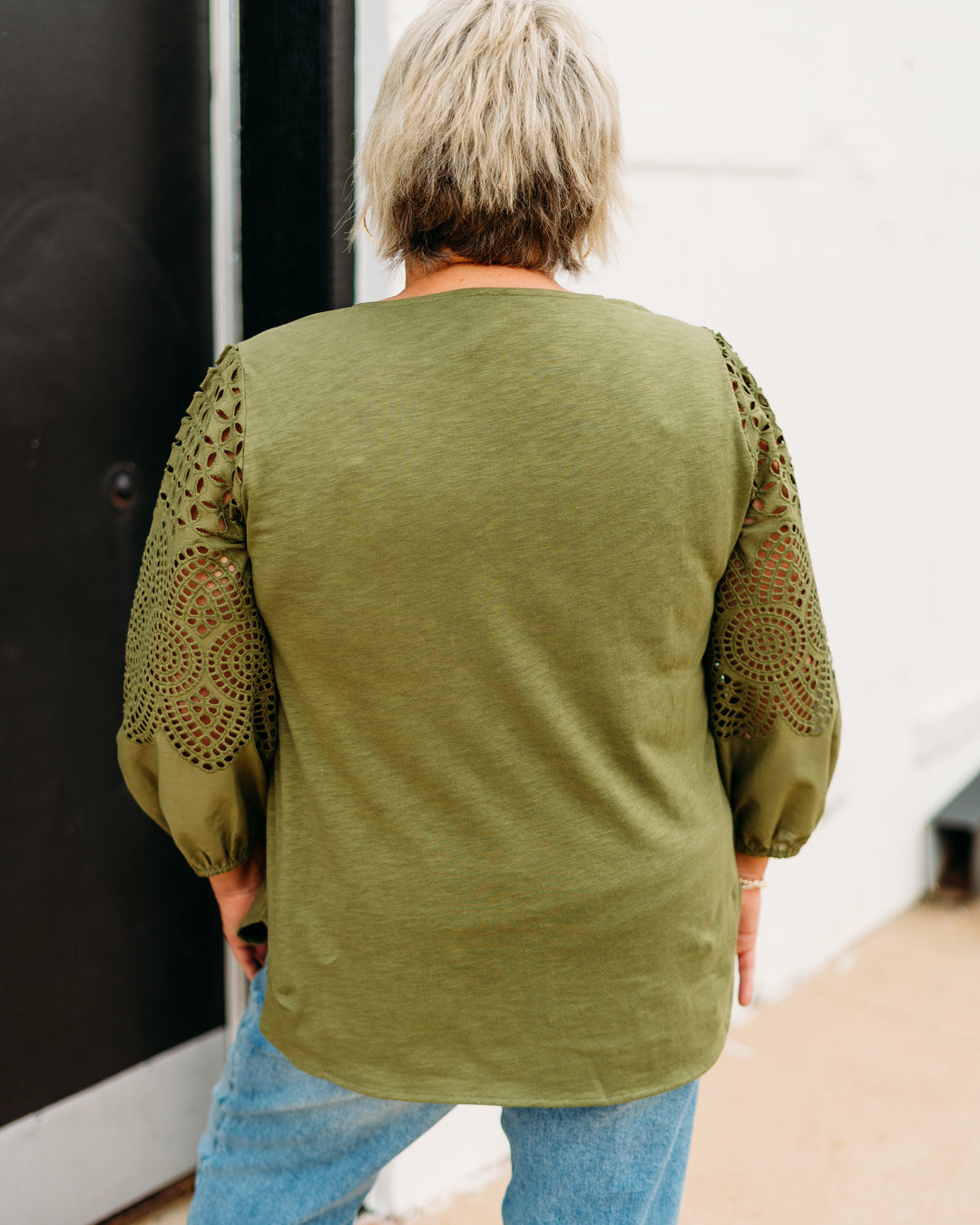 Multiples: 3/4 Sleeve Scoop Neck Top with Embroidery (M35511TM)