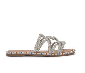 Jessica Simpson: Briellea Embellished Sandal in Silver Shimmer Sand