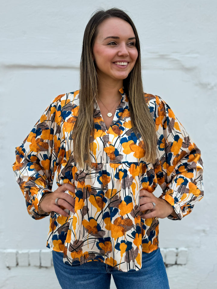 Joy Joy: Autumn Petals Batwing Top 69G7498