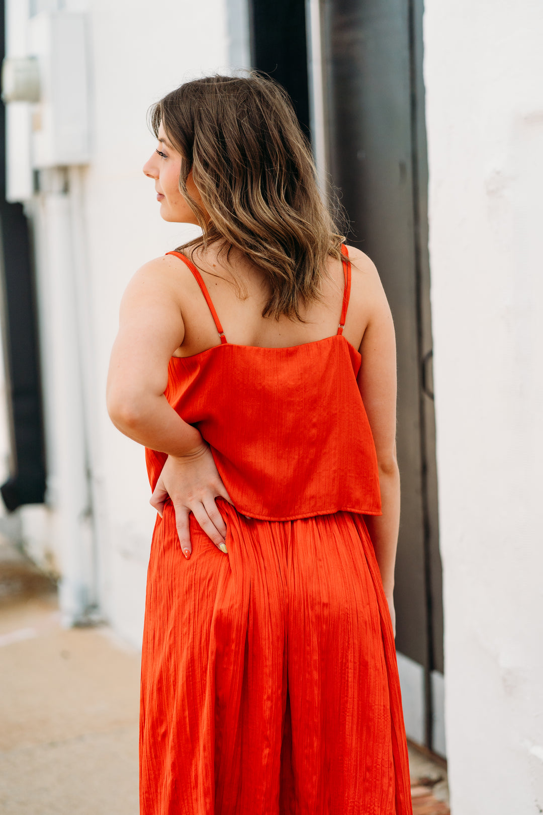 Z Supply: Fiore Crinkle Satin Tank in Cabana Red