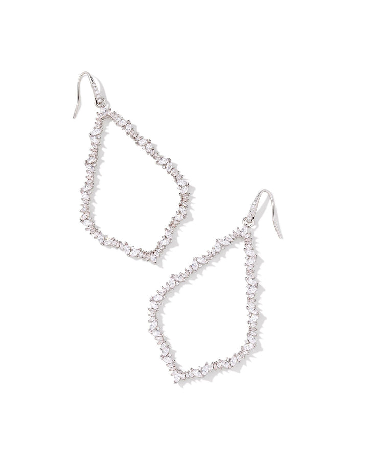 Kendra Scott: Sophee Crystal Open Frame Earrings in White Crystal