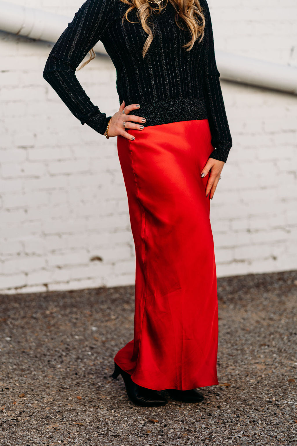 Z Supply: Europa Poly Sheen Skirt in Haute Red