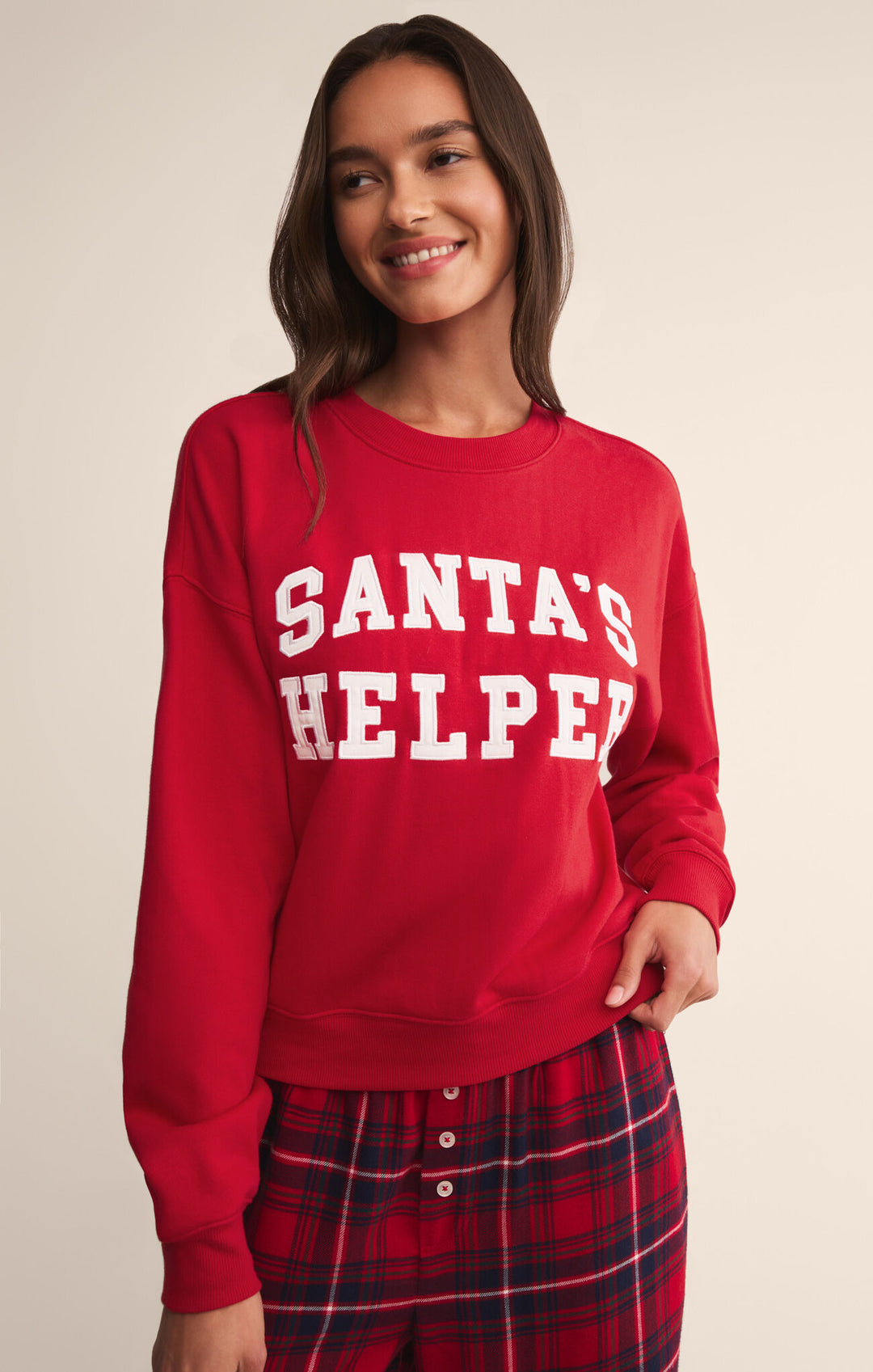 Z Supply: Holiday Sweatshirt in Festive Red