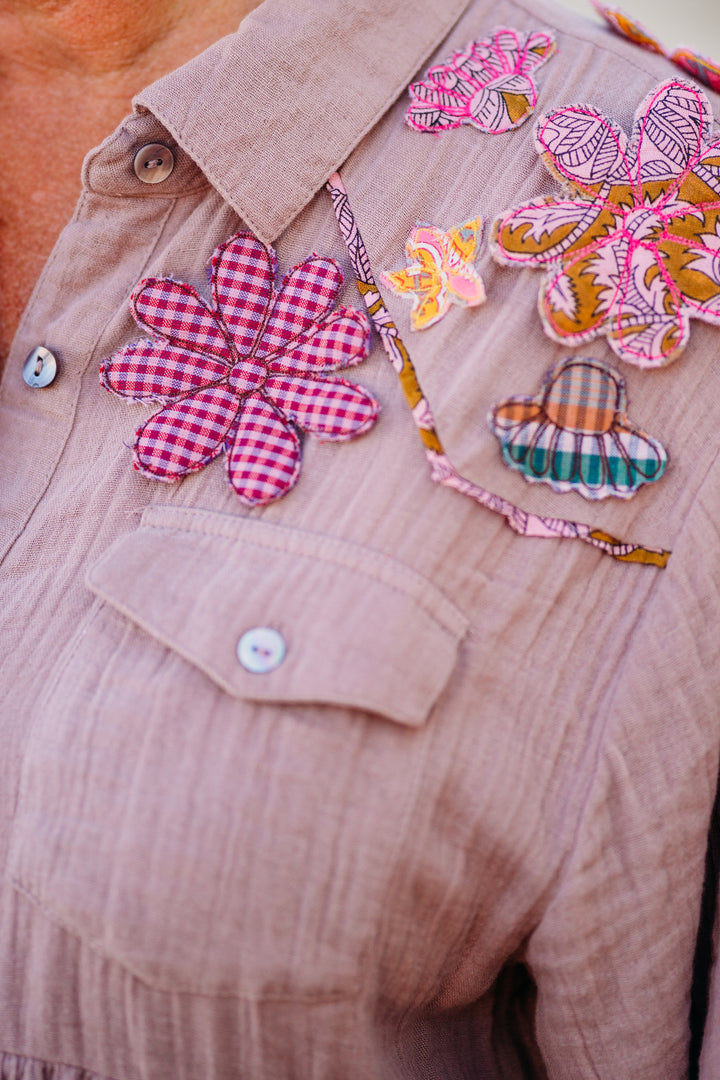 Ivy Jane: Carrying Flowers Peplum Top in Mauve