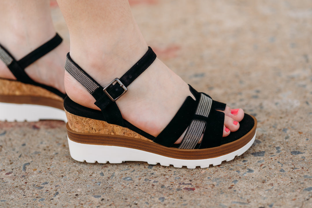 Vaneli: Caitlin Sandal Heel in Black Suede