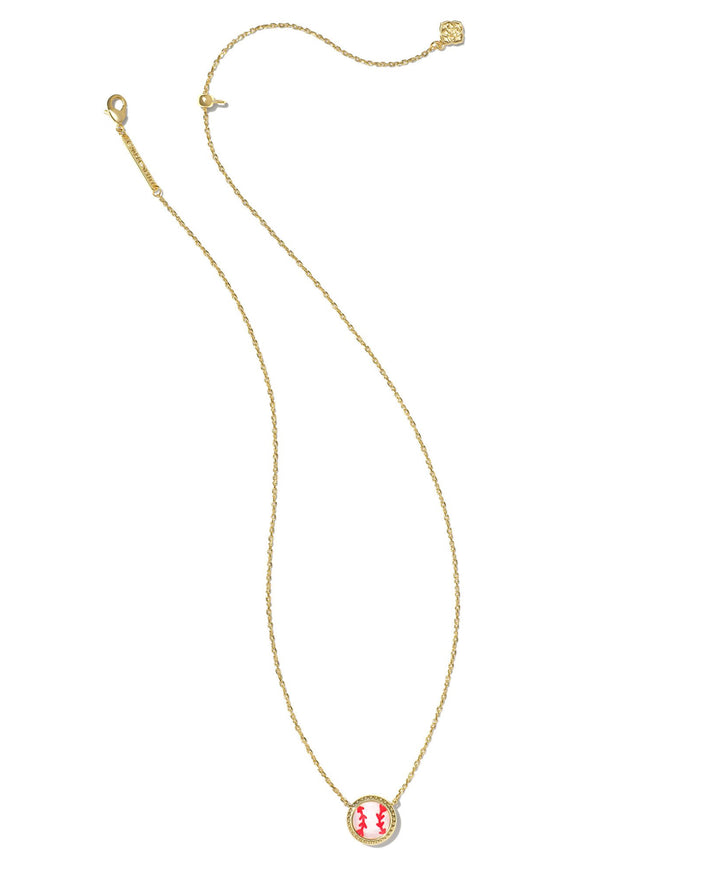 Kendra Scott: Baseball Short Pendant Necklace in Gold Ivory MOP