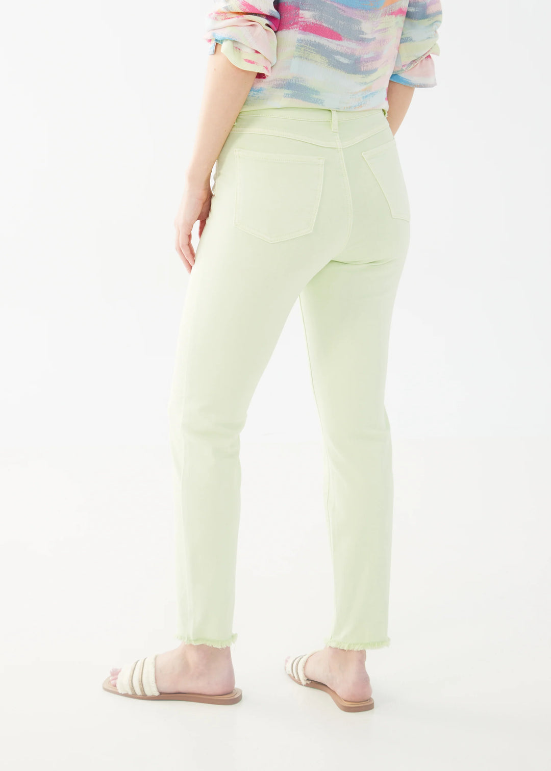 French Dressing Jeans: Olivia Slim Ankle Frayed Jeans in Mojito Green