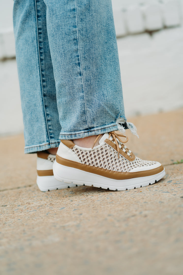 Vaneli: Qubi Tennis Shoe in Beige Itess