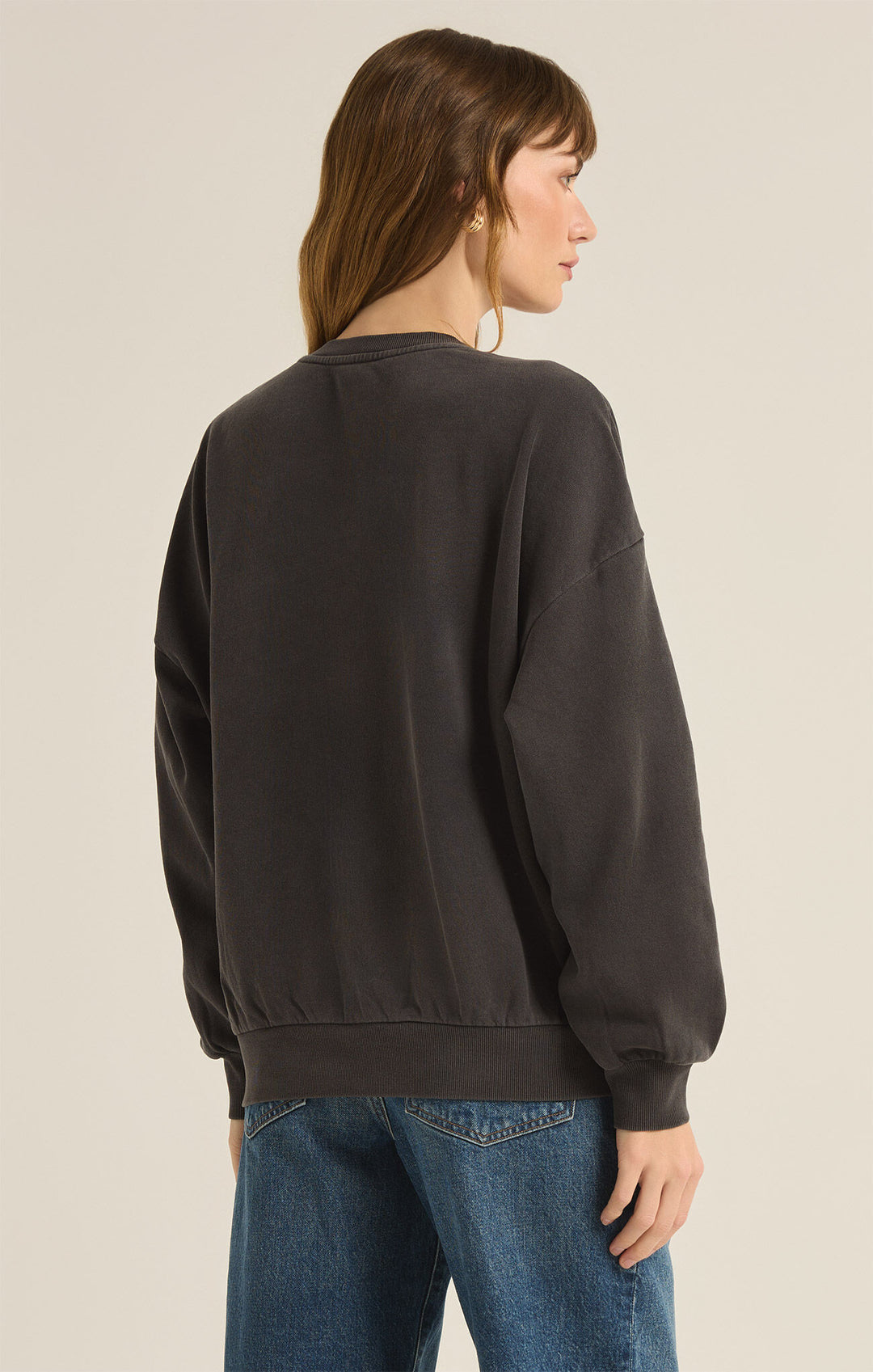 Z Supply: Wine Club Sunday Sweatshirt in Black Sand
