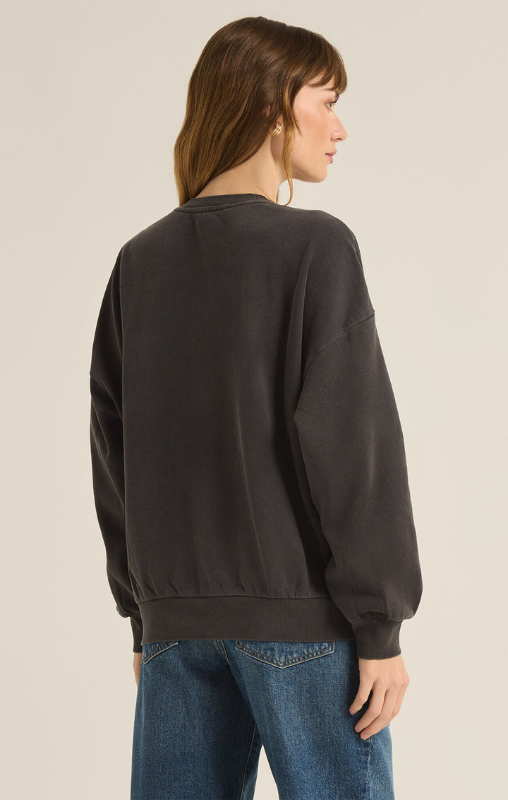 Z Supply: Wine Club Sunday Sweatshirt in Black Sand