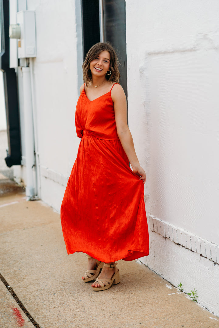 Z Supply: Fiore Crinkle Satin Tank in Cabana Red