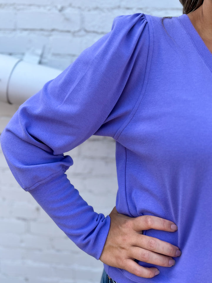 Karen Kane: V Neck Bishop Sleeve Top in Lavender 3L05514