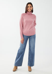 French Dressing Jeans: Cowl Neck Long Sleeve Sweater in Peony
