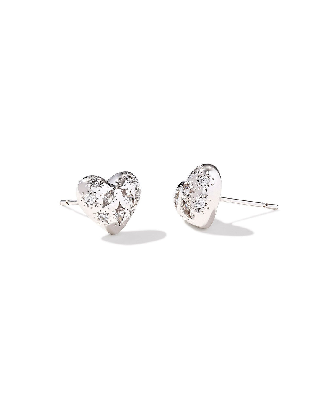Kendra Scott: Holland Heart Stud Earrings in White Crystal
