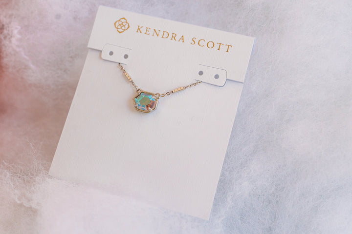 Kendra Scott: Mabel Rhodium Necklace in Dichroic Glass