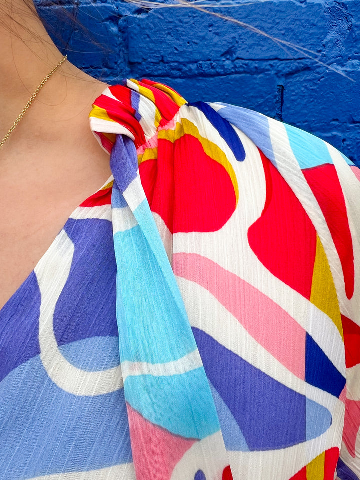 Jade: Abstracted Swirl Peasant Top 67D3957