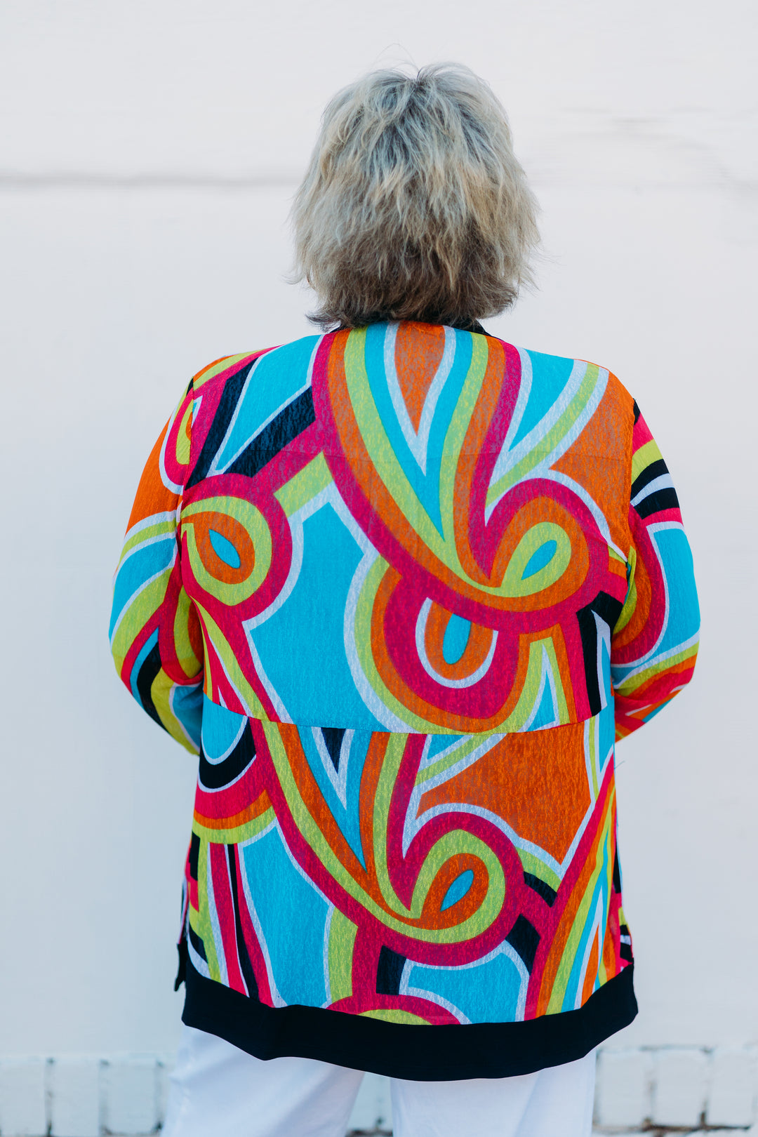 Multiples: (Fiesta) 3/4 Sleeve Onionskin Jacket in Multi M25202JM