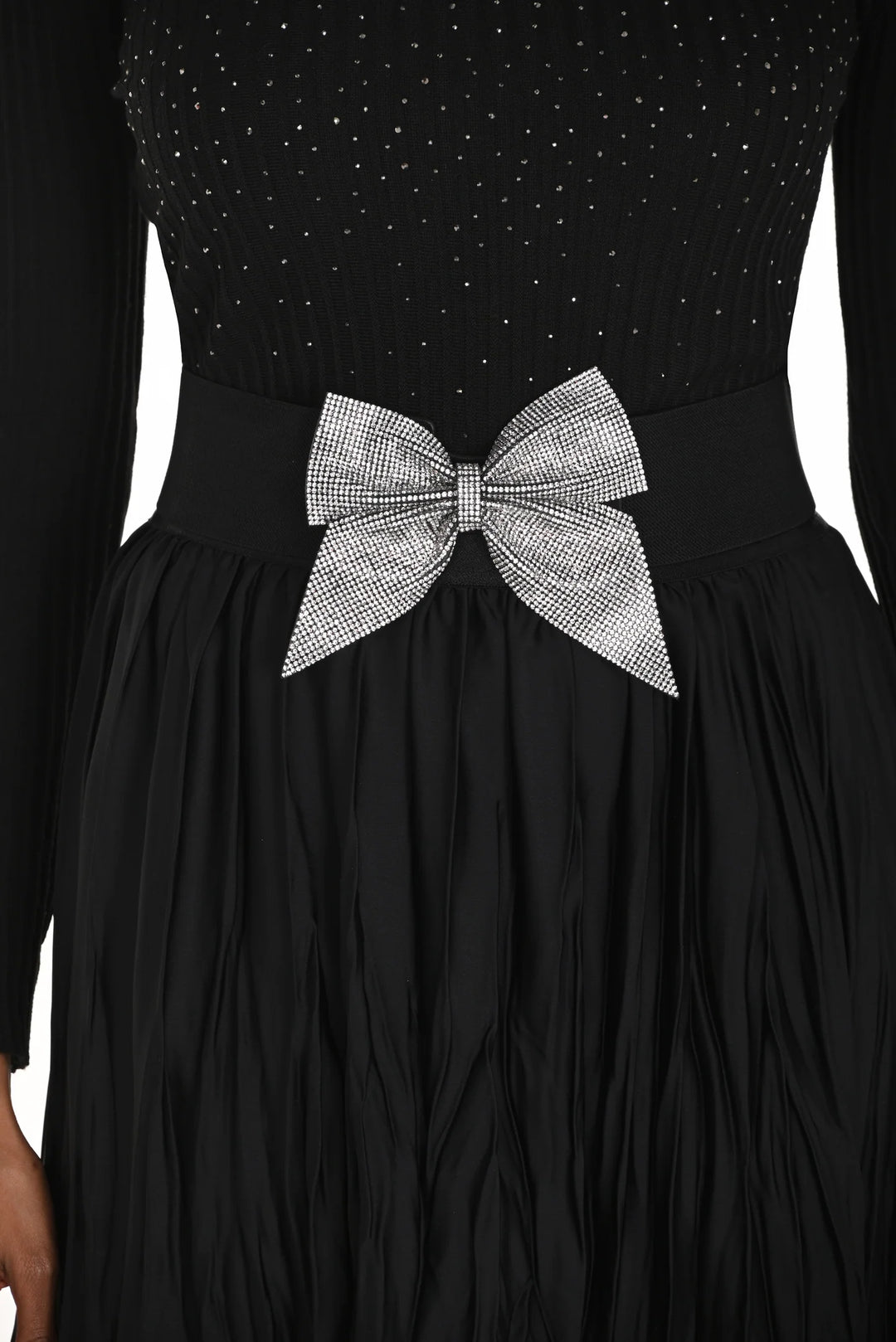 Frank Lyman: Black/Silver Bow Belt A25900