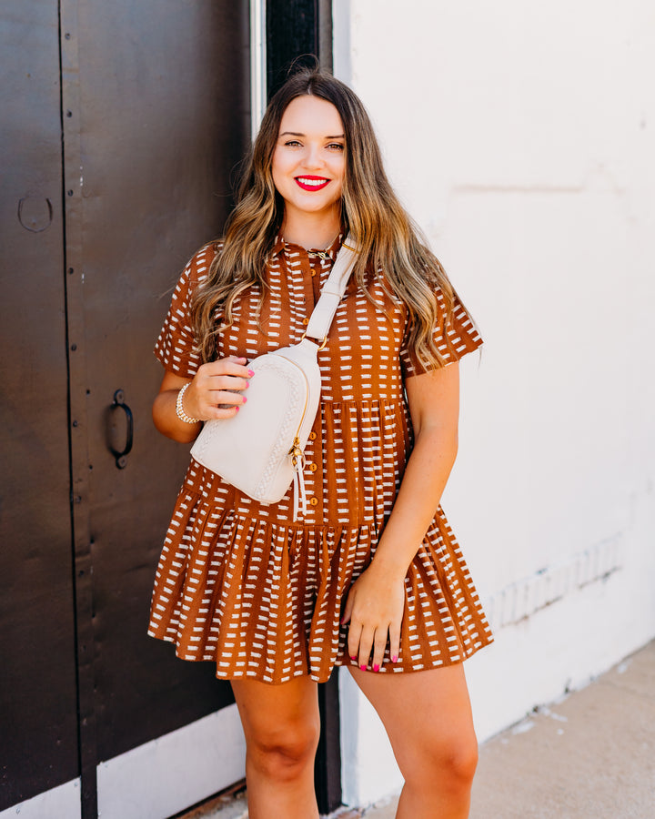 Uncle Frank: Brown Printed Romper W/ Collar (82003)