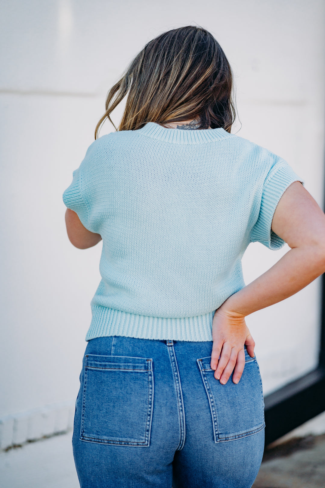 Another Love: Renata Knit Top in Aquamarine