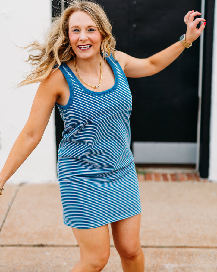 Z Supply: Mathis Striped Mini Dress in Vintage Indigo
