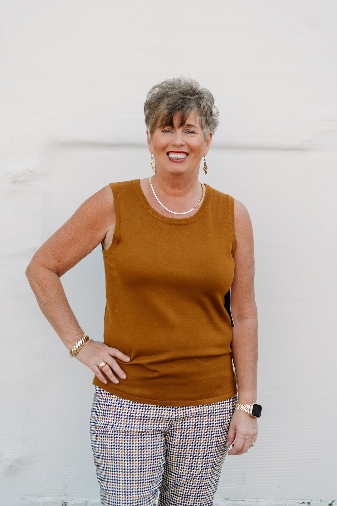 Multiples: Jewel Neck Solid Sweater Tank Top M44107KM - 239 TOBBRN