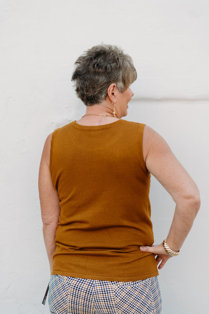 Multiples: Jewel Neck Solid Sweater Tank Top M44107KM - 239 TOBBRN