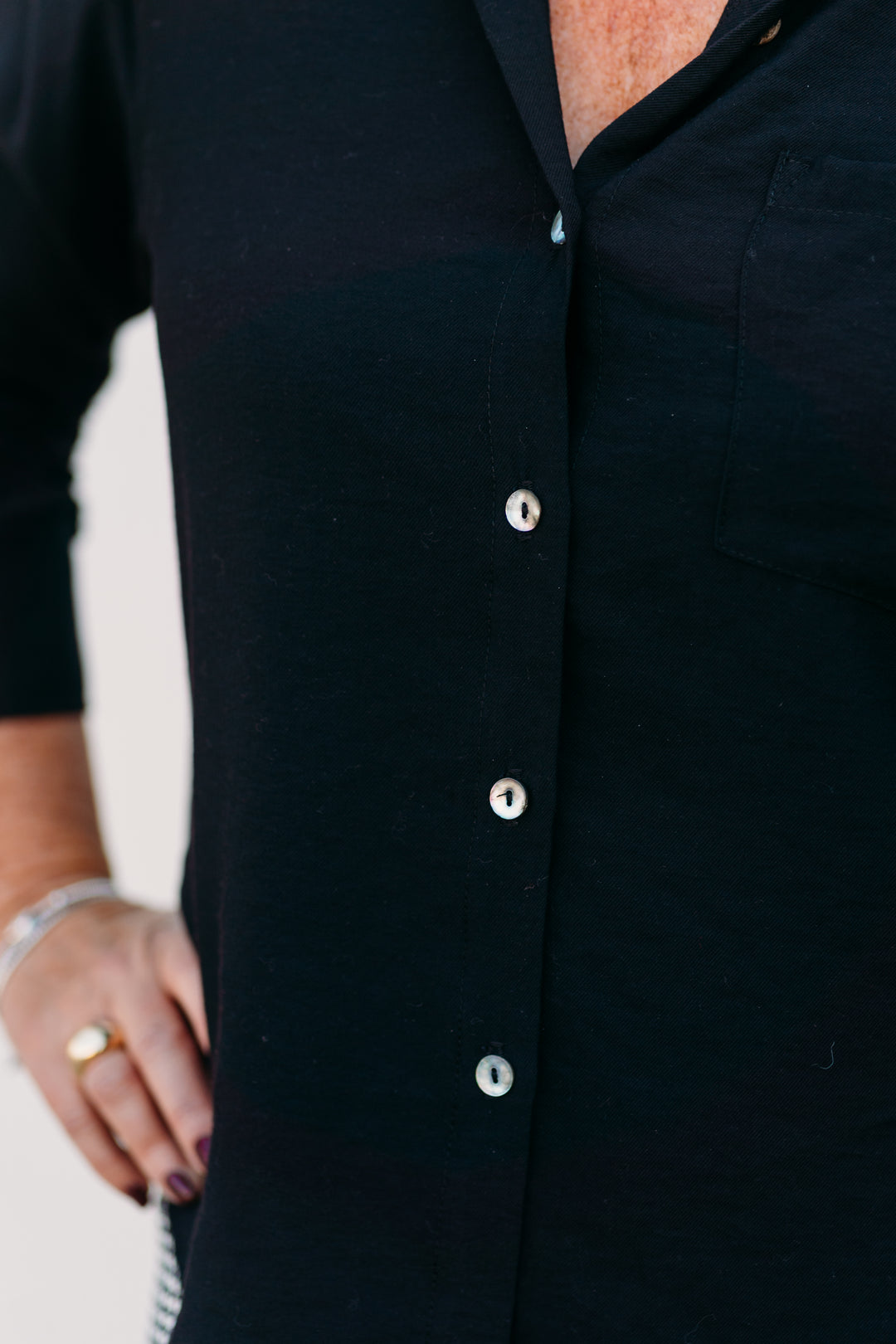 Karen Kane: Ruched Sleeve Shirt in Black 3L14500