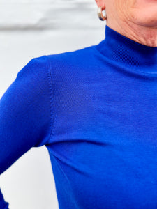 Multiples: 3/4 Sleeve Solid Knit Top in Royal