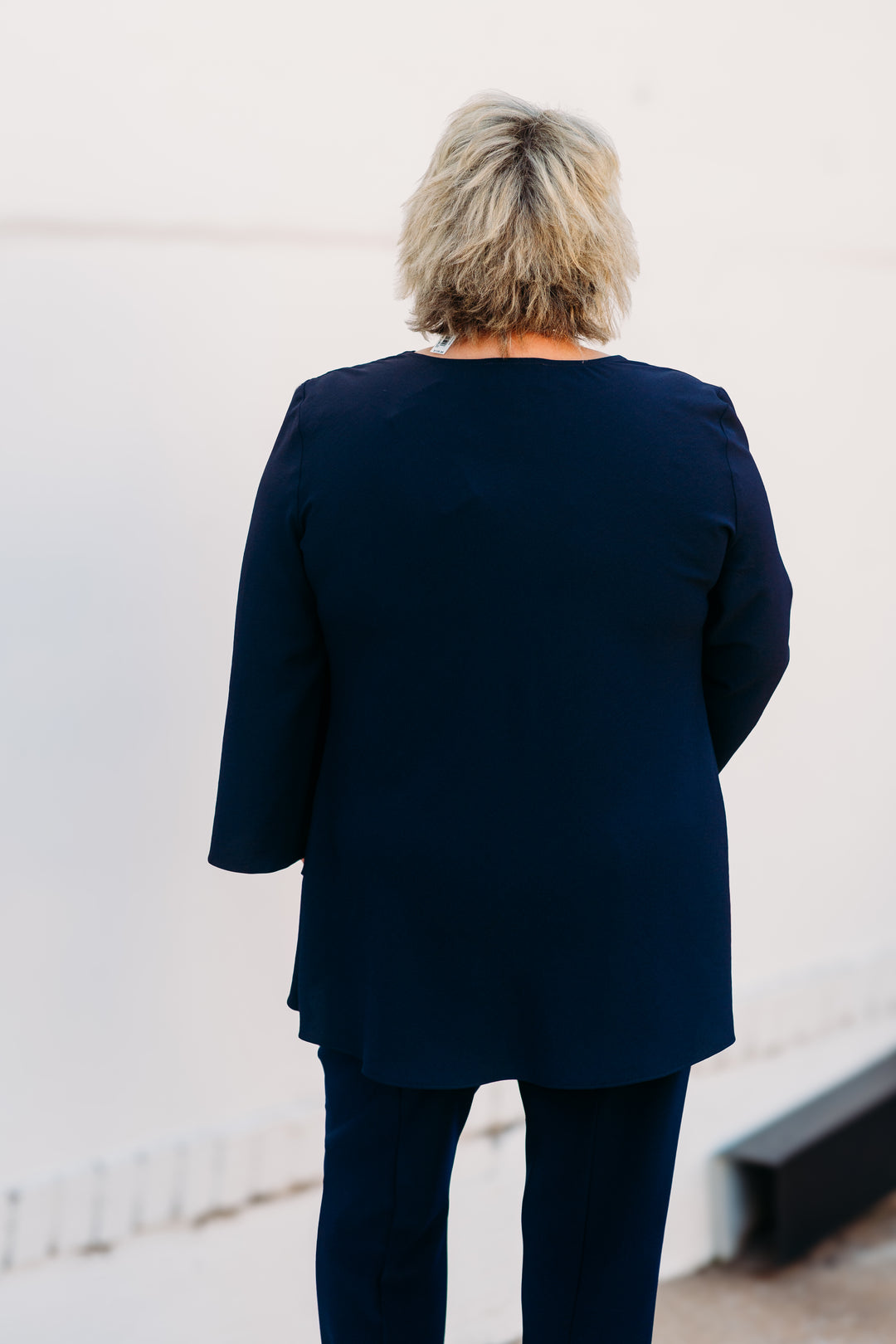 Joseph Ribkoff: Woven Cowl Neck Flared Top in Midnight Blue 241309