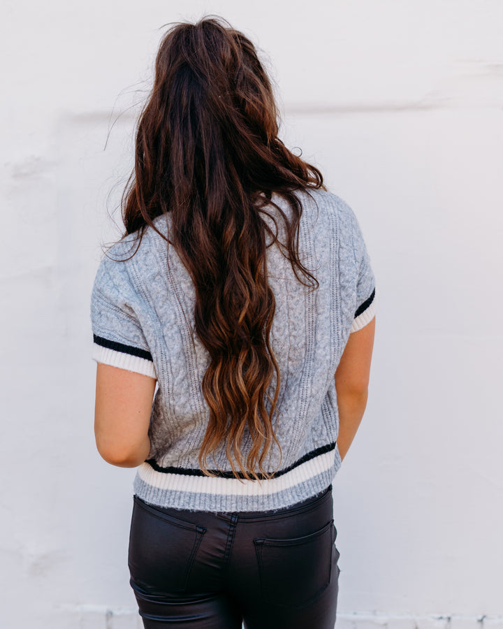 Design History: v Neck Short Sleeve Button Front Top in Airstream