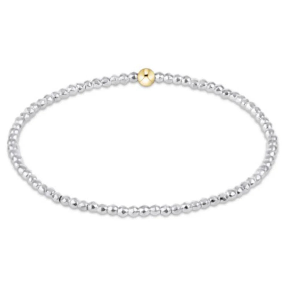 Enewton: Bright Silver Faceted Hematite 2mm Bead Bracelet