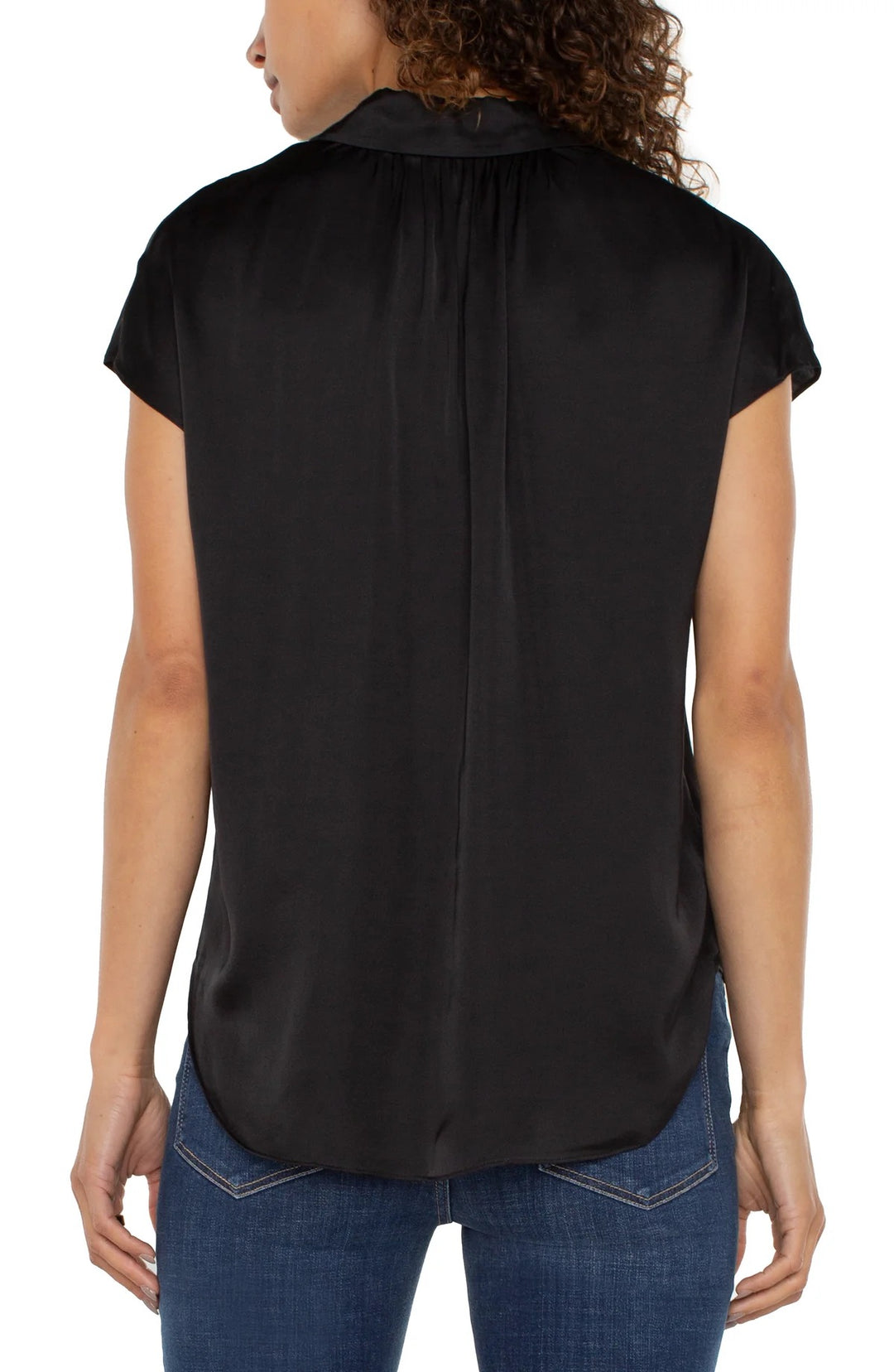 Liverpool: Dolman Sleeve Front Woven Blouse in Black LM841VS1
