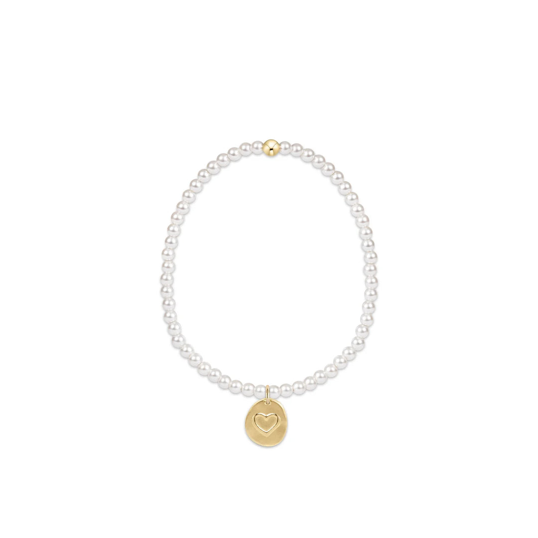 Enewton: Classic Pearl 3mm Bead Bracelet - Inspire Love Small Gold Charm