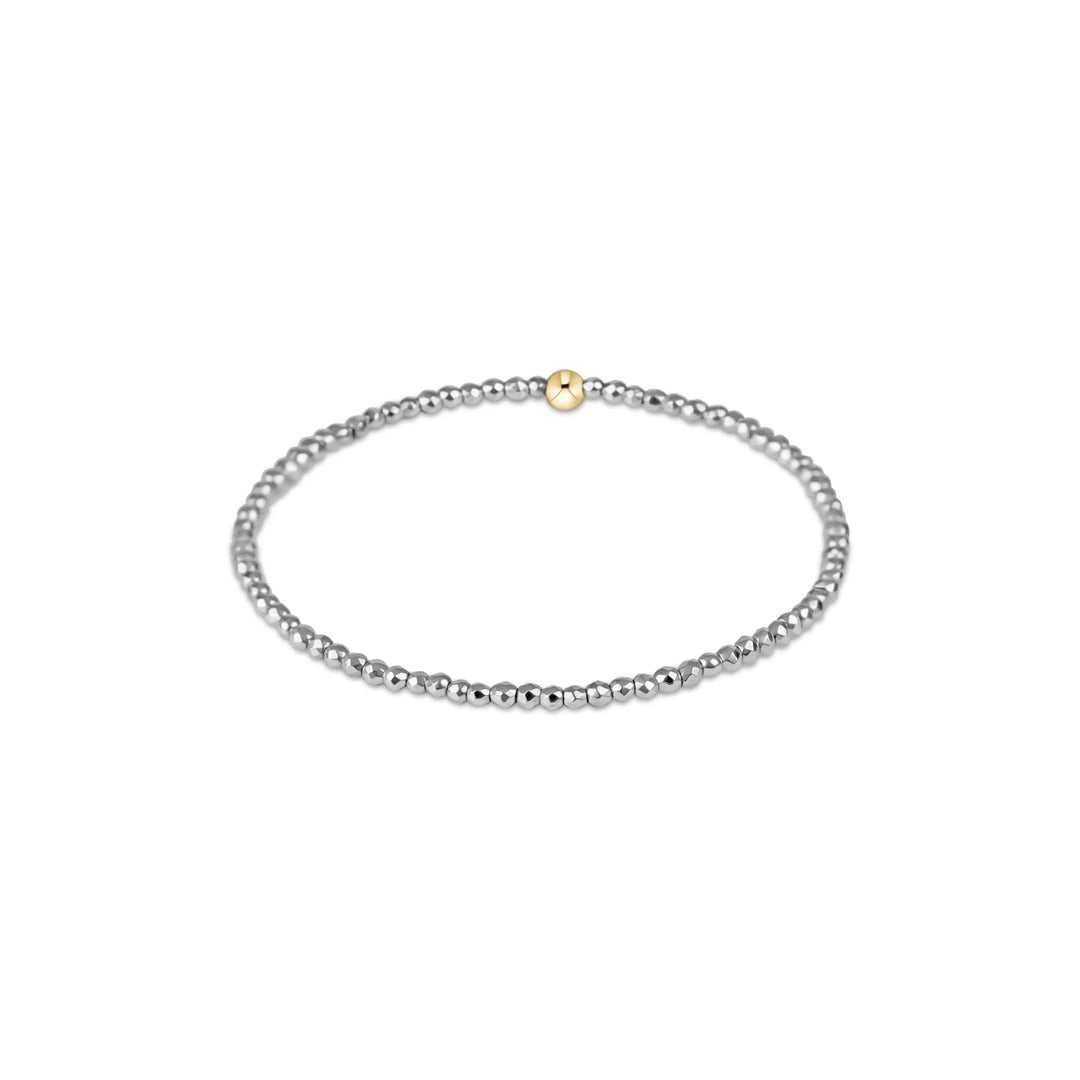 Enewton: Silver Faceted Hematite 2mm Bead Bracelet