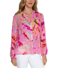 Load image into Gallery viewer, Liverpool: Long Sleeve Front Shirred Blouse in Fuchsia
