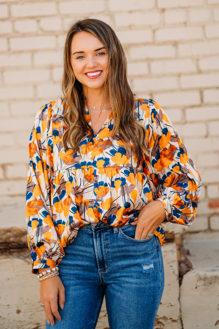 Joy Joy: Autumn Petals Batwing Top 69G7498