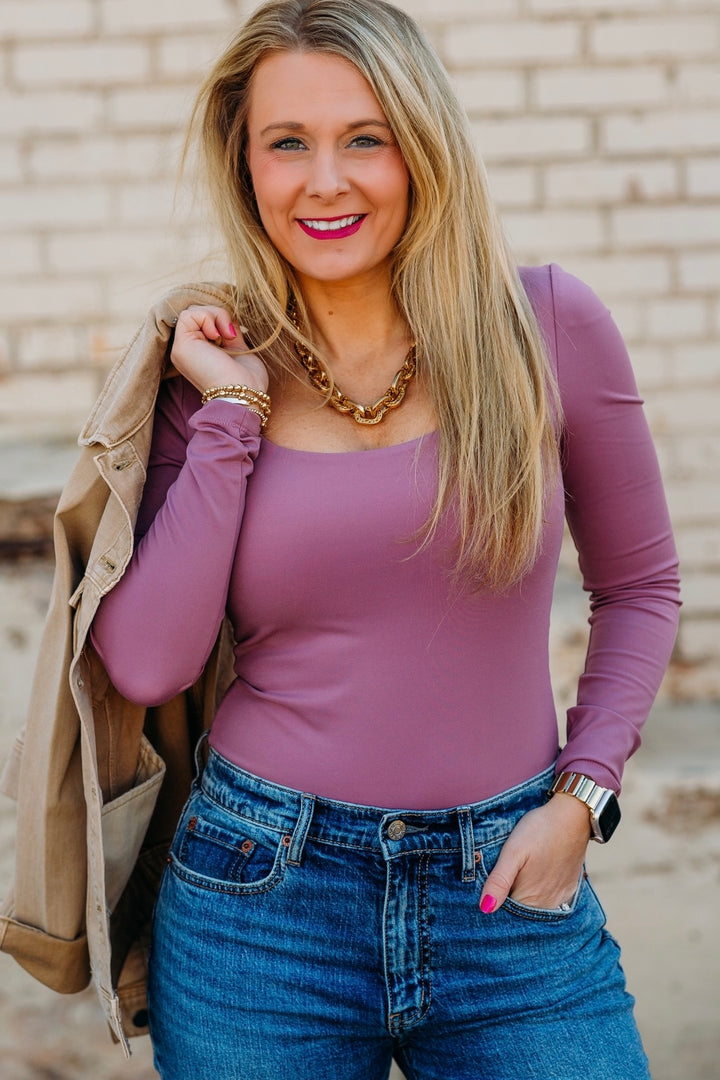 Steve Madden: Yura Bodysuite in Dark Orchid