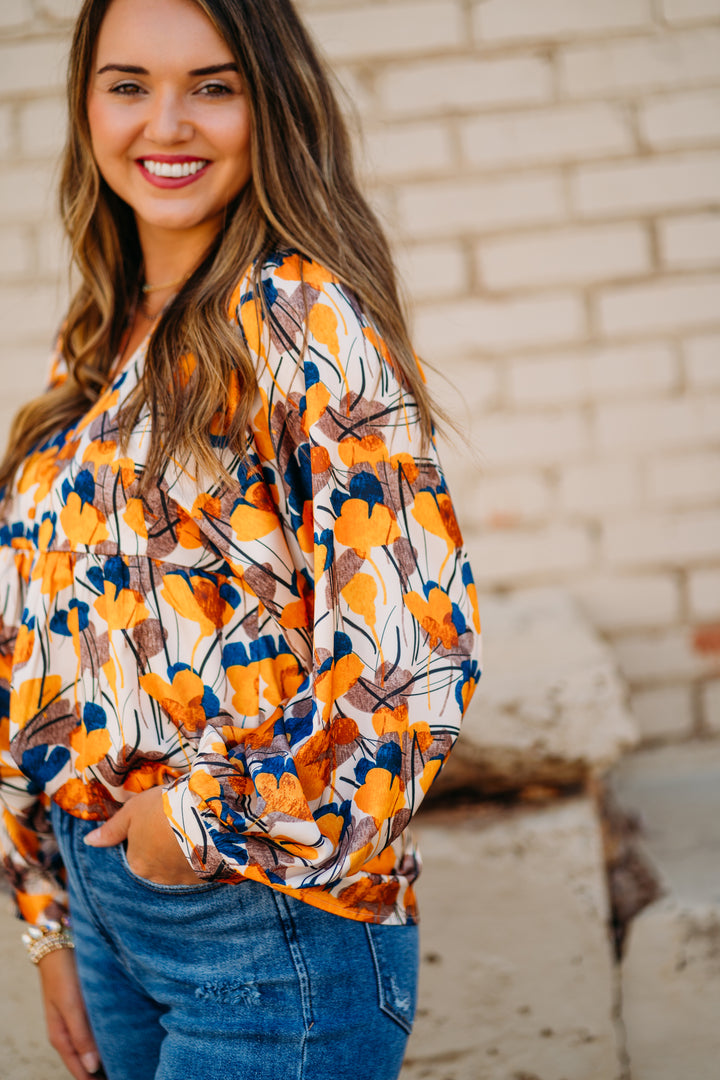 Joy Joy: Autumn Petals Batwing Top 69G7498