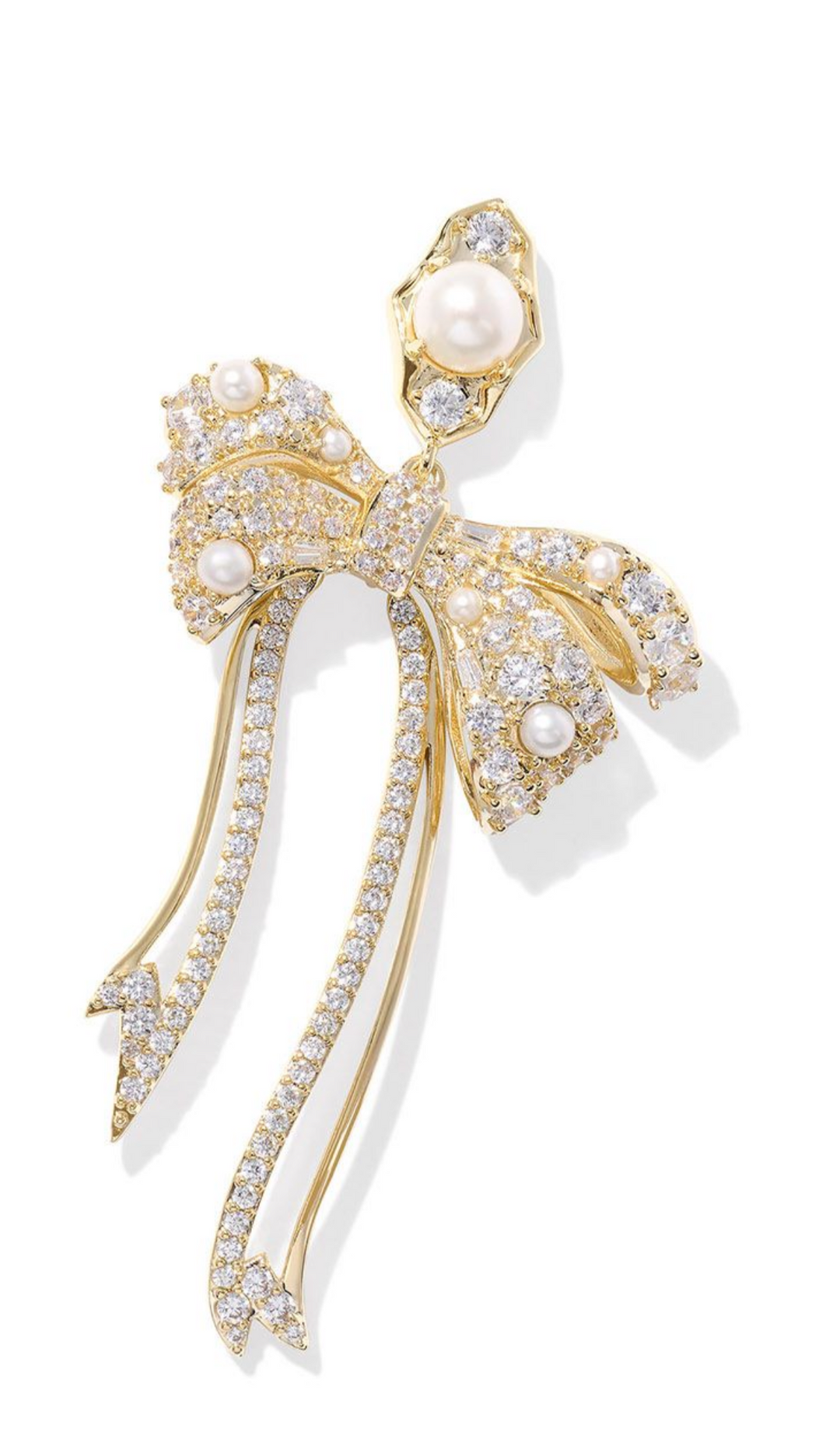 Kendra Scott: Krista Bow Statement Earrings in Gold White Mix