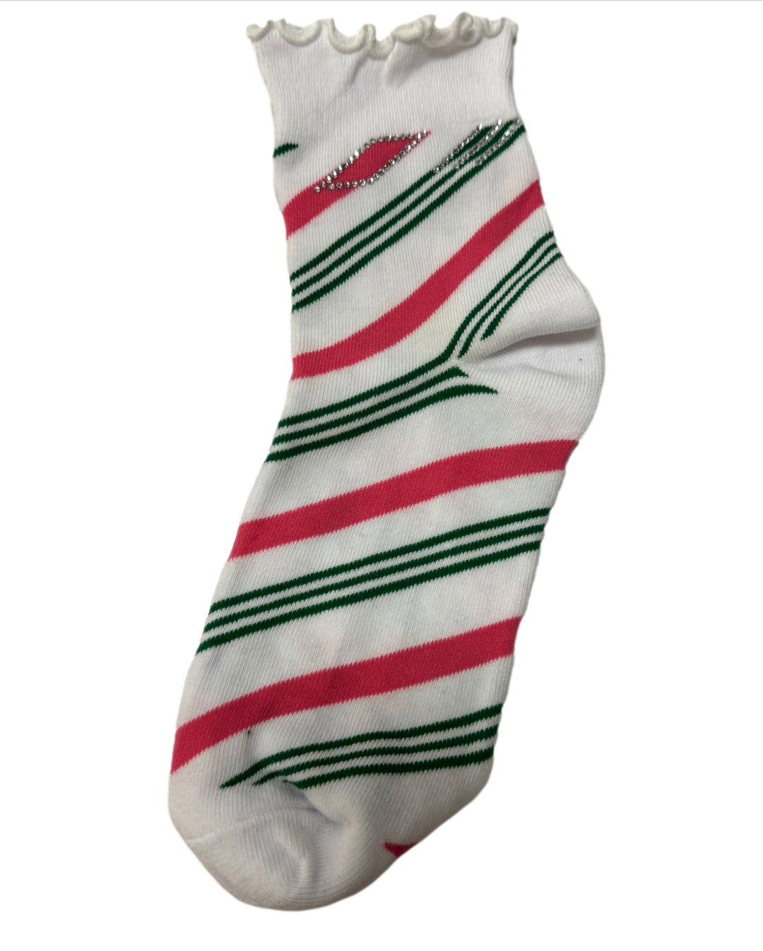 Queen of Sparkles: Green & Pink Peppermint Stripe Socks