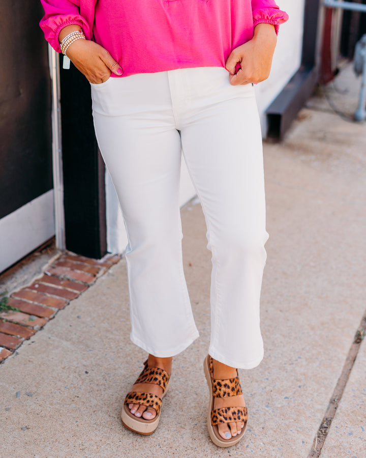 Liverpool: Hannah Crop Flare in White