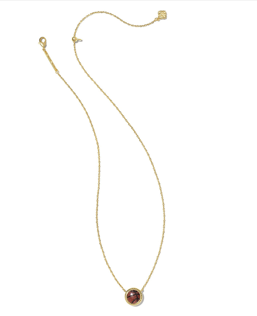 Kendra Scott: Basketball Short Pendant Necklace in Gold Orange Goldstone