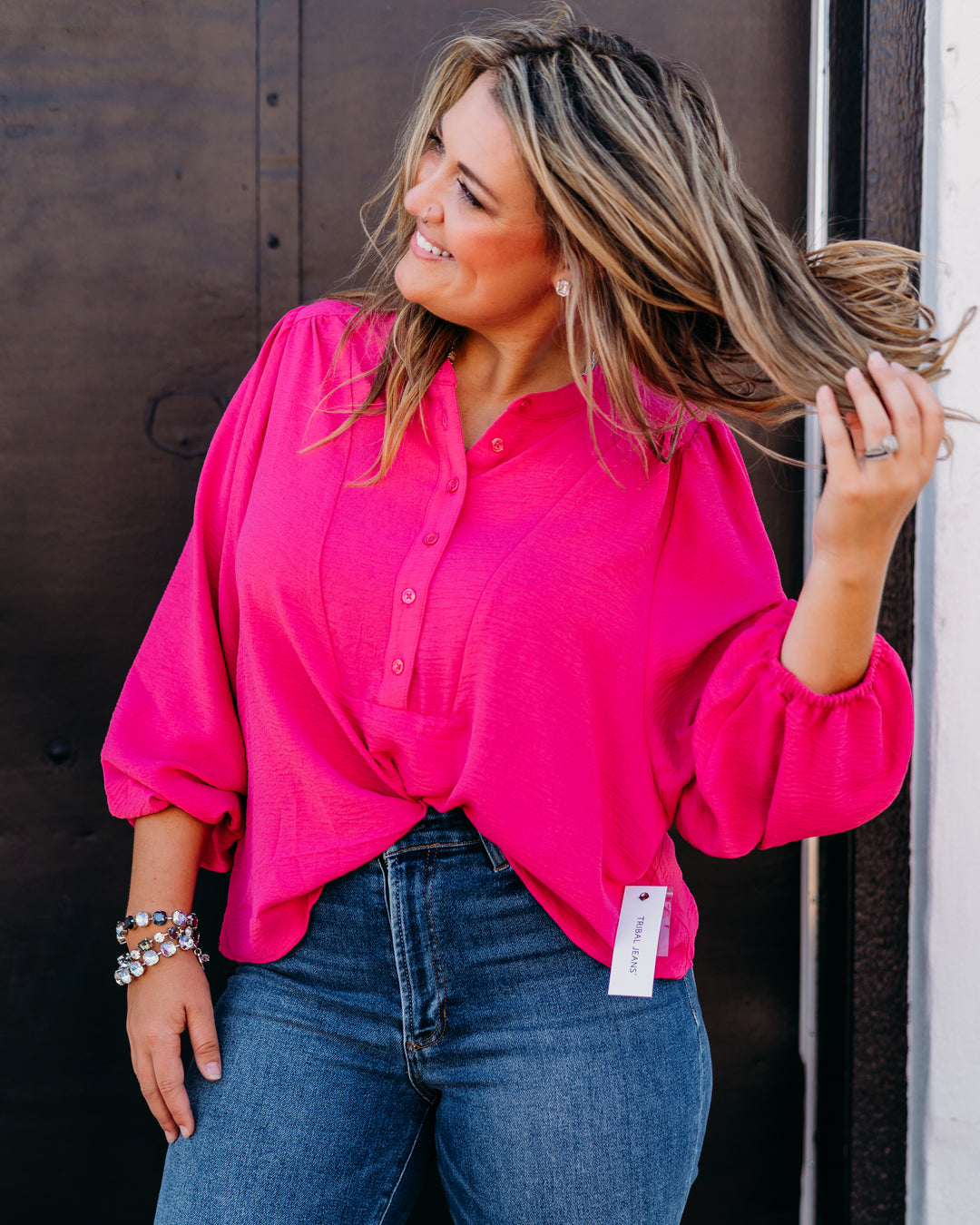 Tribal: Long Sleeve W/ Folded Hem in Cherry Pink (5971O-4835)