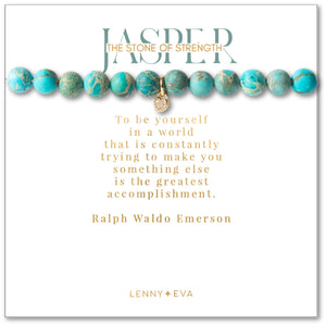 Lenny & Eva: Faith Over Fear Cross Bracelet in Jasper Turquoise