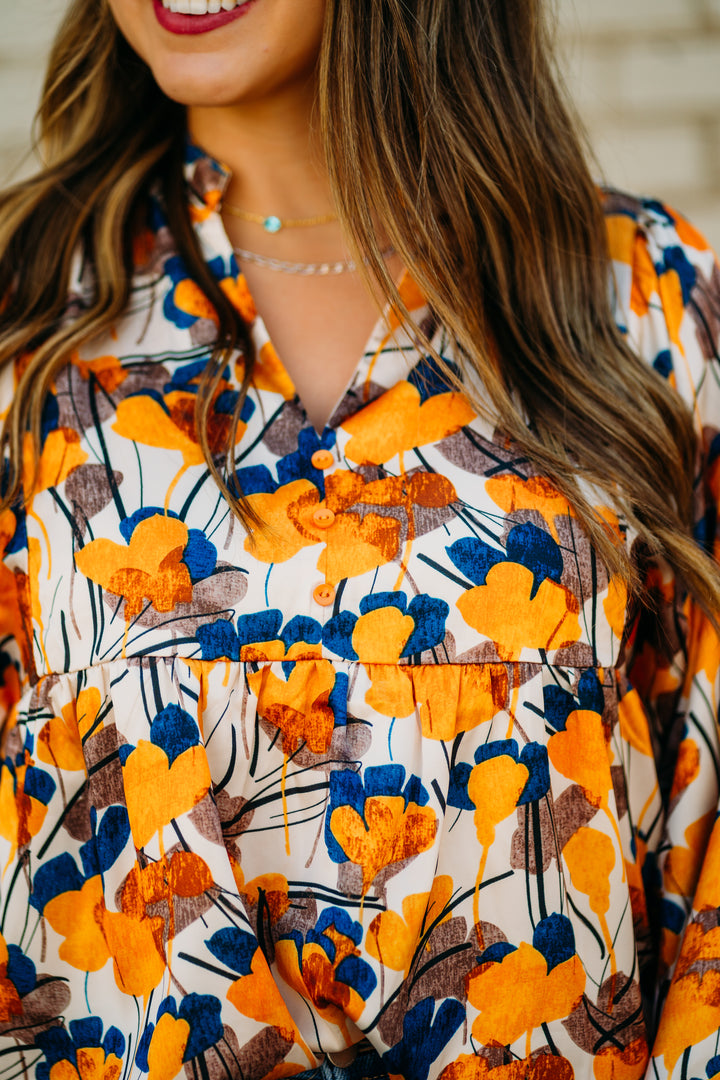 Joy Joy: Autumn Petals Batwing Top 69G7498