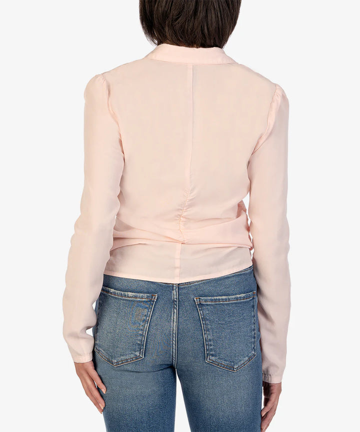 Kut: Mercedes Long Sleeve Button Down in Soft Pink