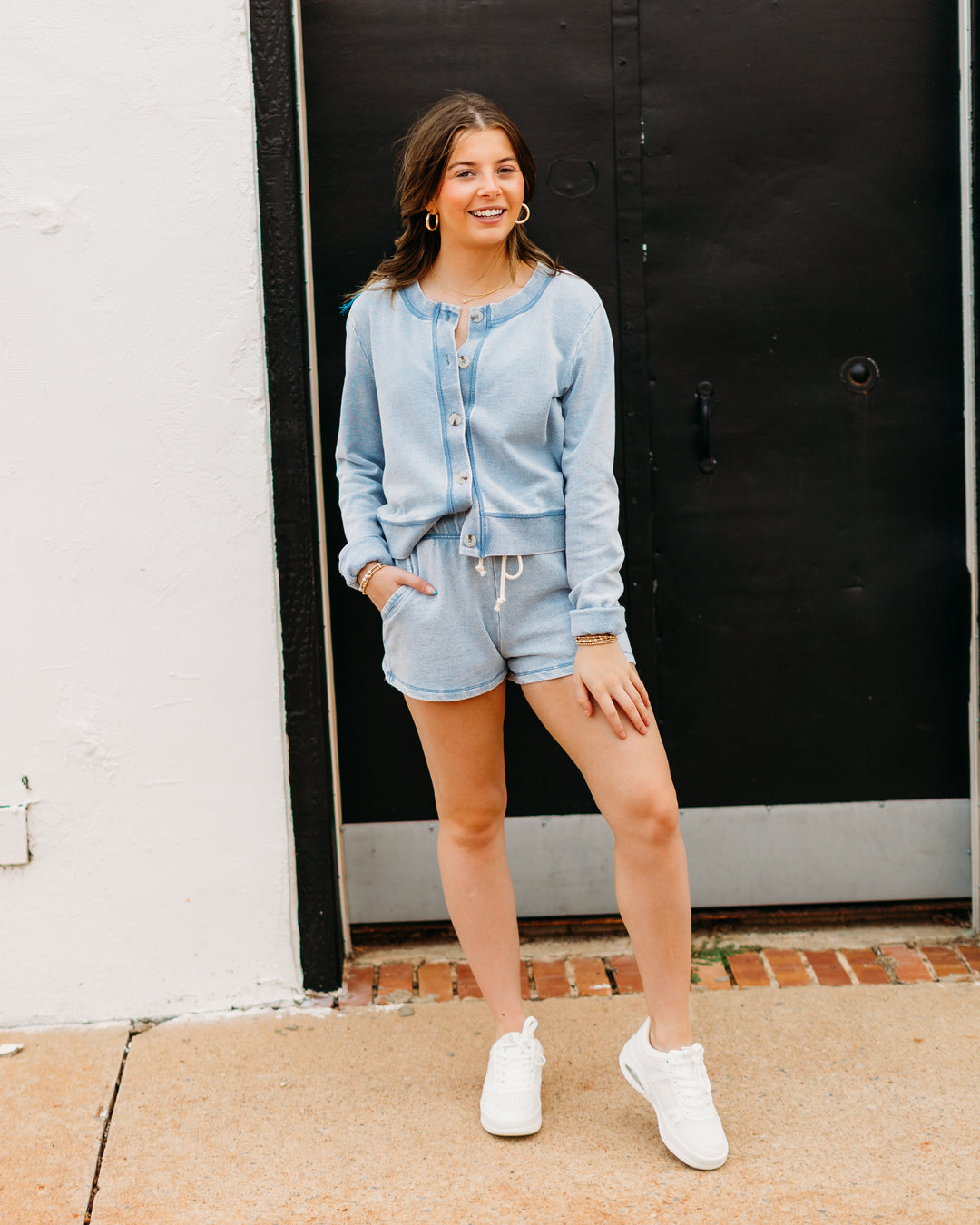 Z Supply: Daily Knit Denim Cardigan in Washed Indigo