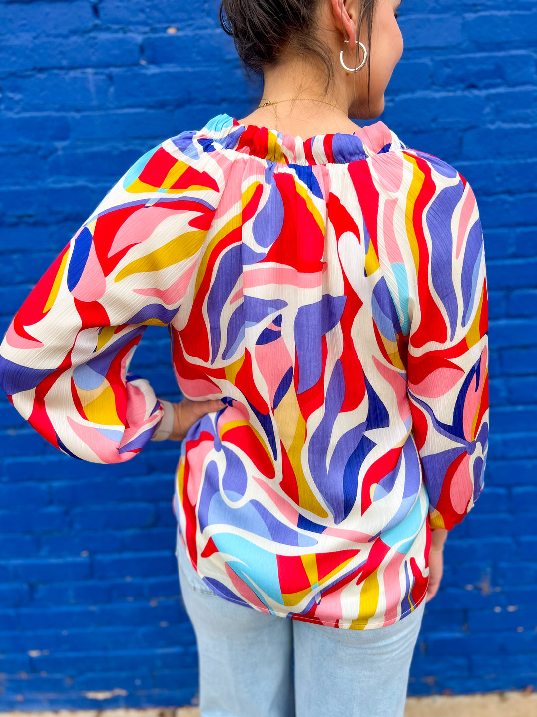 Jade: Abstracted Swirl Peasant Top 67D3957